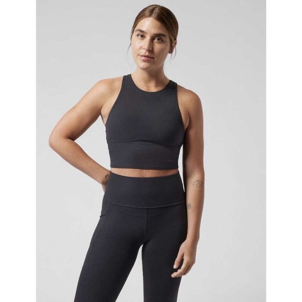 Athleta Black Conscious Crop A-C Sports Bra